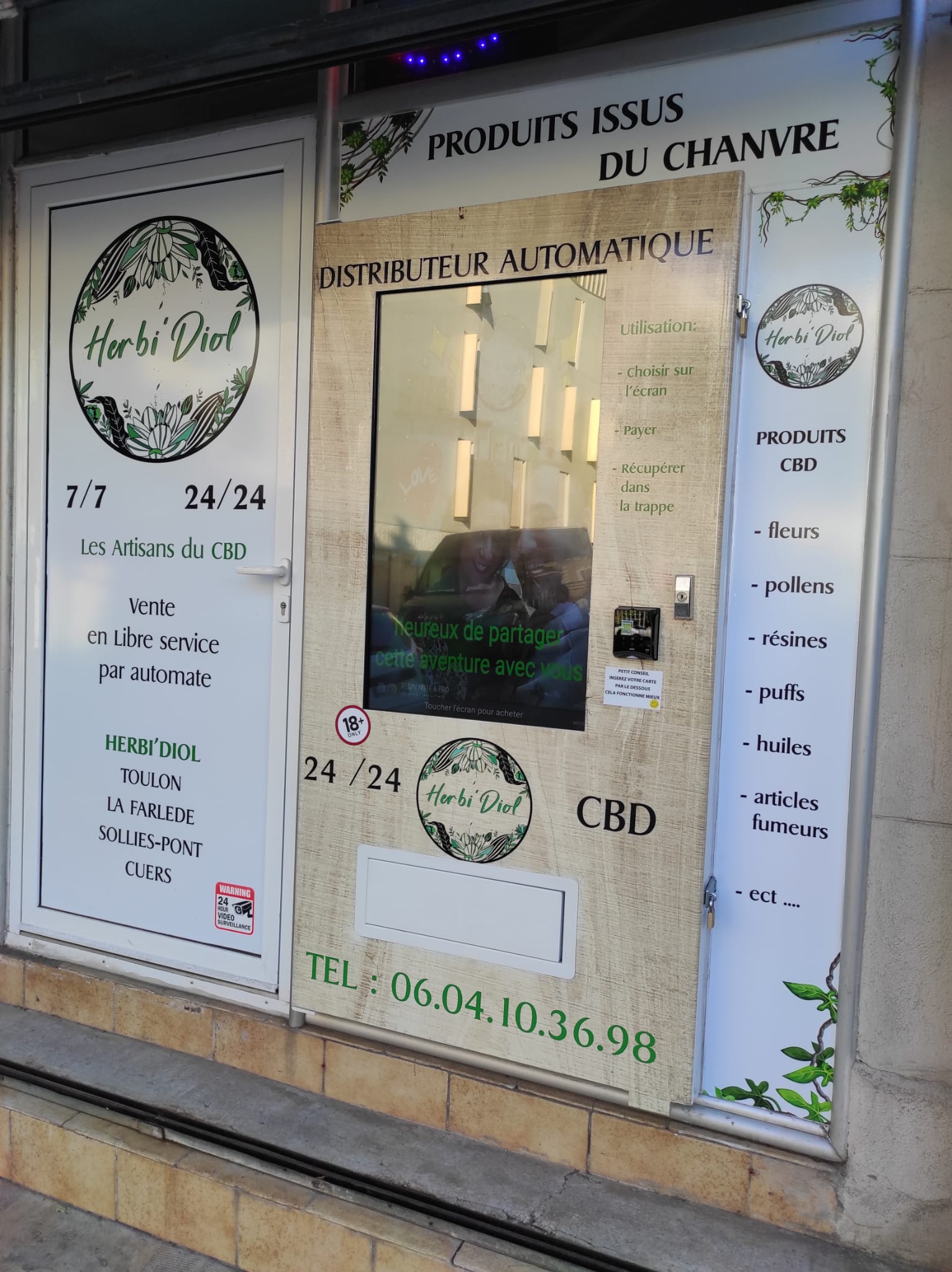 distributeur automatique toulon cbd shop 24/24 7/7 Herbi'Diol